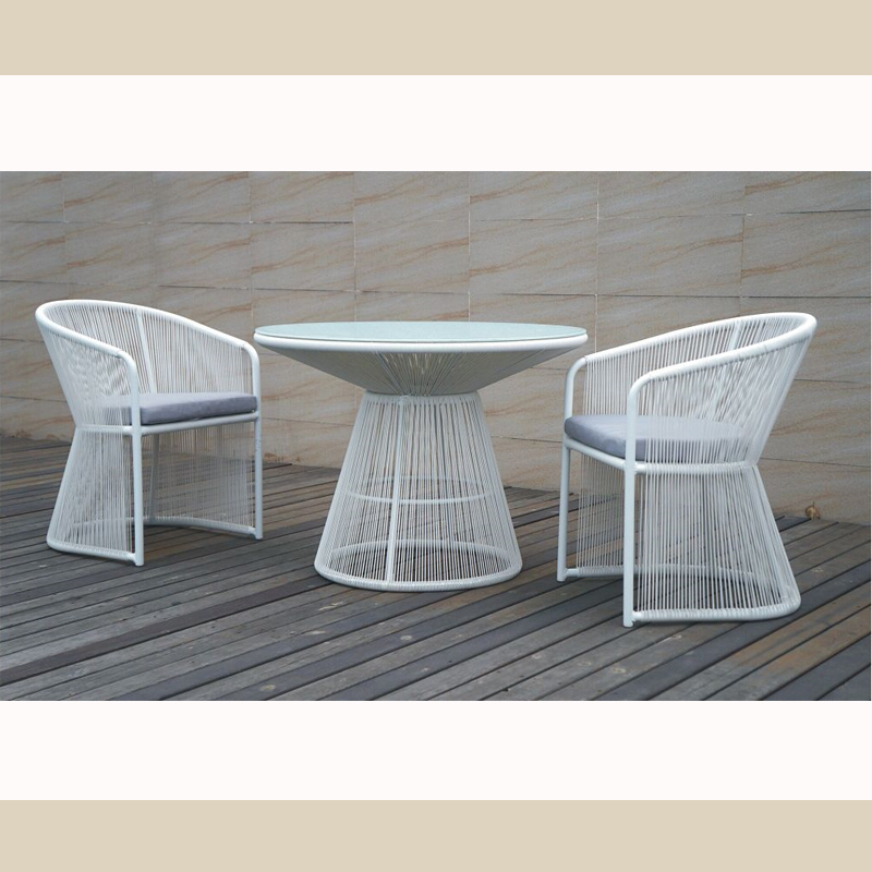 中久户外家具PVC仿藤编餐桌餐椅圆玻璃桌条纹设计新品上市满就送